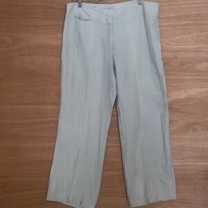 Eileen Fisher 100% linen wide leg pants size 12 gray casual minimalist lagenlook